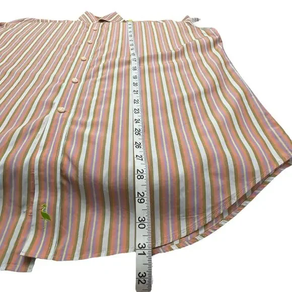Tailor Byrd Mens Large Dress Shirt Button up Stiped Careerwear Office Salmon - Picture 13 of 14